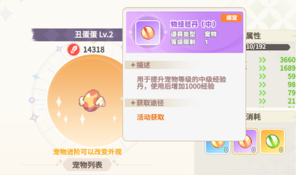 宠物升级界面