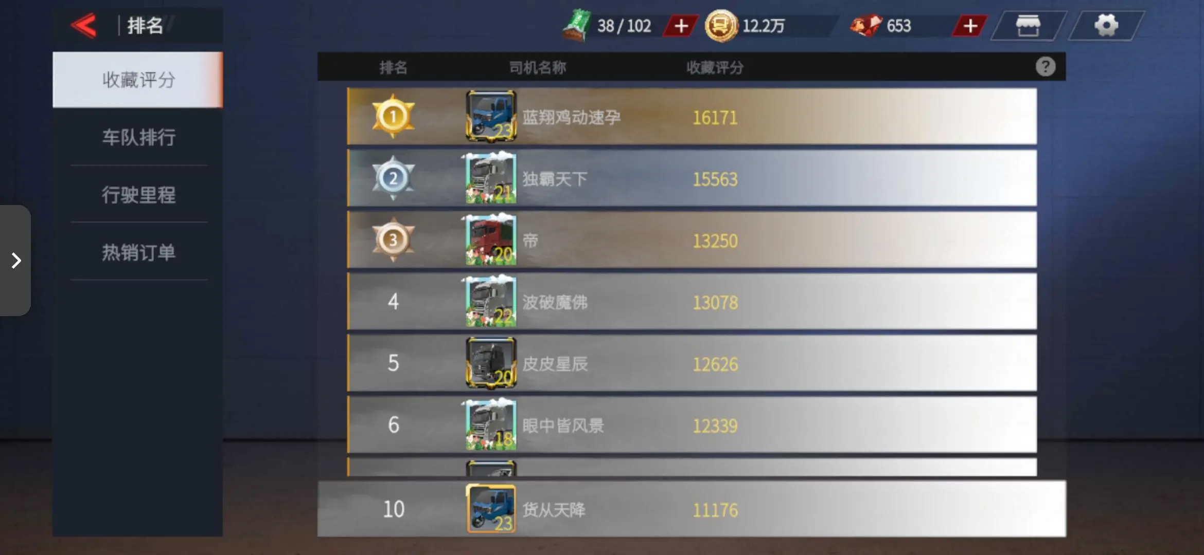 个人排名界面