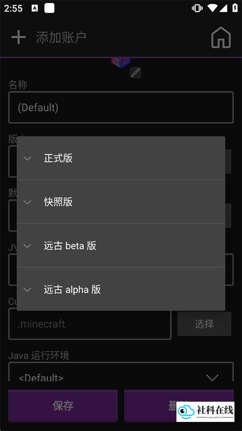 选择游戏版本界面