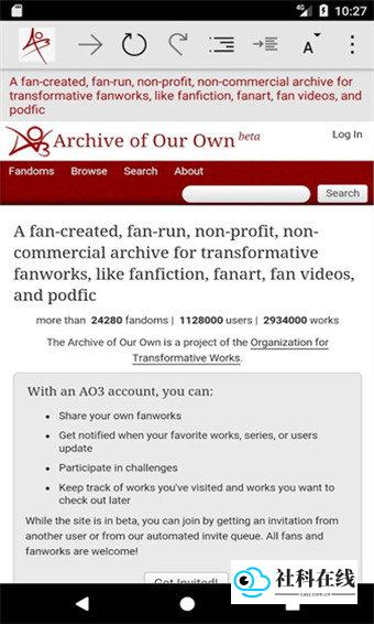 AO3平台界面展示
